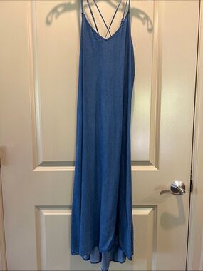 GAP Blue Midi Slip Dress with Strappy Back